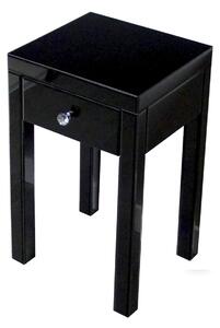Vera 40/40/60cm elegancka czarna szafka nocna wykończona w szkle z kryształkiem w formie uchwytu 40/40/60 cm