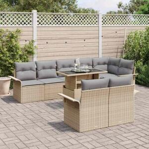 Zestaw Mebli Ogrodowych Komplet Wypoczynkowy Z Poduszkami 9-Częściowy Beżowy Rattan Na Taras Balkon Ogród