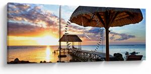 Obraz - Zachód słońca na Mauritiusie (z zegarem) (90x30 cm)