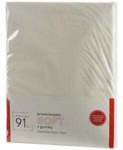Prześcieradło EUROFIRANY Jersey Design 91 Soft z gumką 160 x 200 cm Kremowy