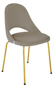 Krzesło Costa Steel Gold do salonu, jadalni, tapicerowane, na metalowych złotych nóżkach