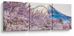 Obraz - Japonia wiosną (z zegarem) (90x30 cm)