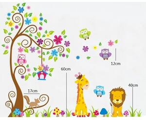 Naklejka dekoracyjna Kolorowy las zwierząt