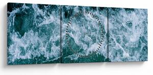 Obraz - Fale oceanu (z zegarem) (90x30 cm)