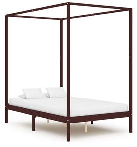Rama łóżka z 2 szufladami, ciemny brąz, sosna, 140 x 200 cm