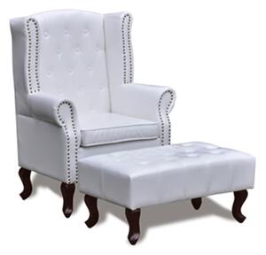 Fotel z podnóżkiem, biały