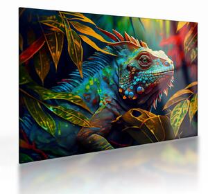 Obraz na szkle - Kolorowa iguana (70x50 cm)
