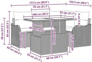 Zestaw Mebli Ogrodowych Komplet Wypoczynkowy 5-Częściowy Beżowy Rattan Na Taras Balkon Ogród