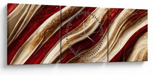 Obraz - Złoto - biała tekstura (z zegarem) (90x30 cm)