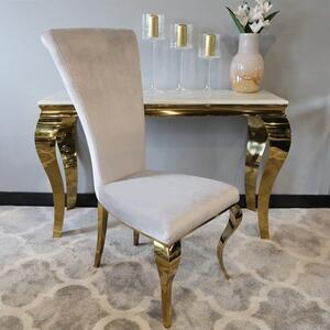 Krzesło glamour Ottavio Gold Silver - złote krzesło tapicerowane szare