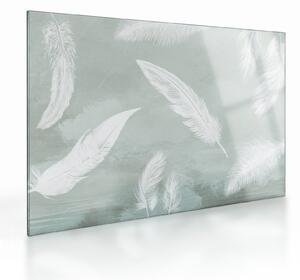 Obraz na szkle - Białe pióra (70x50 cm)