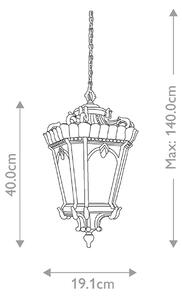 KICHLER Zewnętrzna lampa wisząca Tournai, Ø 19 cm, brąz, aluminium, szkło