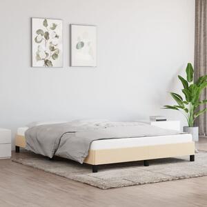 Rama łóżka, kremowa, 140x190 cm, obita tkaniną