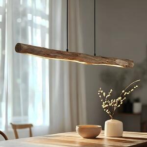 Lampa wisząca Nekala Lindby, możliwość ściemniania, czarny, salon / jadalnia, drewno, skandynawski