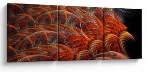 Obraz - Abstrakcyjna imitacja piór (z zegarem) (90x30 cm)