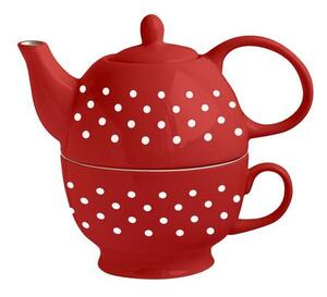 Toro Czajnik porcelanowy do herbaty z filiżanką, czerwony