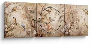 Obraz - Obraz ptaka w stylu vintage II. (z zegarem) (90x30 cm)