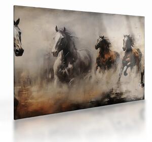 Obraz na szkle - Obraz olejny przedstawiający konie (70x50 cm)