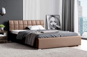 Łóżko tapicerowane pikowane Kendi 160x200 Brązowe Metalowy Stelaż