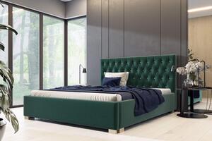 Łóżko tapicerowane pikowane Lena 140x200 Zielone