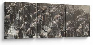 Obraz - Stado antylop gnu (z zegarem) (90x30 cm)
