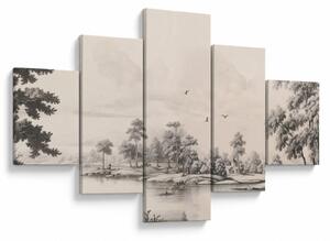 Obraz - Rysunek krajobrazu w stylu vintage (125x70 cm)