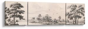 Obraz - Rysunek krajobrazu w stylu vintage (170x50 cm)