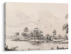 Obraz - Rysunek krajobrazu w stylu vintage (70x50 cm)