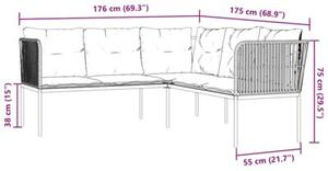 Zestaw Mebli Ogrodowych Komplet Wypoczynkowy Z Poduszkami Czarny Metal Na Taras Balkon Ogród