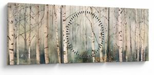 Obraz - Rysowanie wzoru lasu (z zegarem) (90x30 cm)