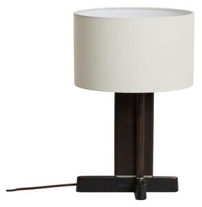Biała/ciemnobrązowa lampa stołowa z litego drewna kauczukowego z tekstylnym kloszem (wysokość 48 cm) Niani – Kave Home