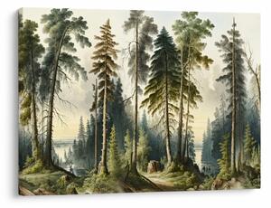 Obraz - Krajobraz lasów w stylu vintage (70x50 cm)