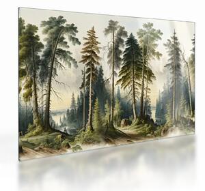 Obraz na szkle - Krajobraz lasów w stylu vintage (70x50 cm)