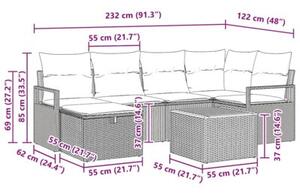 Zestaw Mebli Ogrodowych Komplet Wypoczynkowy Z Poduszkami 7-Częściowy Beżowy Rattan Na Taras Balkon Ogród