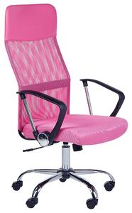 Krzesło biurowe różowe ekoskóra siatka regulacja wysokości obrotowe Design Beliani