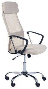 Nowoczesne krzesło biurowe z regulacją wysokości obrotowe beżowe Pioneer Beliani