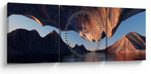 Obraz - Klify 3D (z zegarem) (90x30 cm)