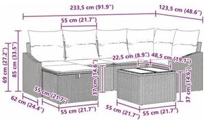 Zestaw Mebli Ogrodowych Komplet Wypoczynkowy Z Poduszkami 7-Częściowy Rattan Na Taras Balkon Ogród