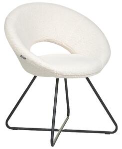 Krzesło tapicerowane retro design boucle bez podłokietników czarne metalowe nogi białe Rachel Beliani