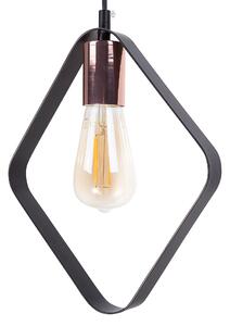 Metalowa lampa wisząca - 3 częściowa geometryczna industrialna czarna Vomano Beliani