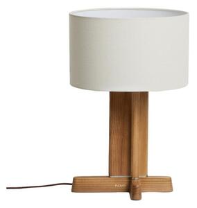 Biała/brązowa lampa stołowa z litego drewna kauczukowego z tekstylnym kloszem (wysokość 48 cm) Niani – Kave Home