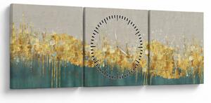 Obraz - Tekstura ze złotą dekoracją (z zegarem) (90x30 cm)