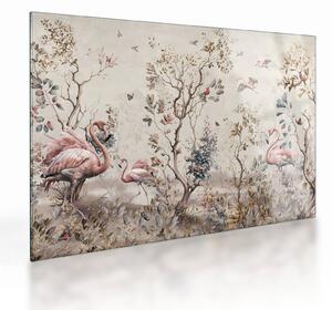Obraz na szkle - Rysunek flamingów (70x50 cm)