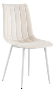 Krzesło tapicerowane Alan III kremowe nogi białe welur