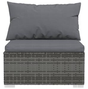 Sofa 3-osobowa z poduszkami, szara, polirattan