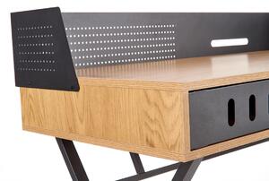 Zabudowane biurko z nadstawką B43 dąb złoty / czarny