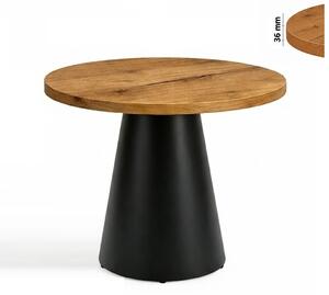 Stół 100 cm okrągły nierozkładany, blat 3,6 cm, Metalowa podstawa "Piramida" I ArtDHome