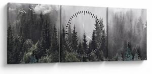 Obraz - Las z ilustrowanymi elementami (z zegarem) (90x30 cm)