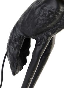 Vintage lampa podłogowa czarna z abażurem z czarnej tkaniny - Ptak Żuraw Oswietlenie wewnetrzne