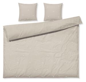 Beżowa pościel dwuosobowa z perkalu bawełnianego 200x220 cm Daisy – JUNA